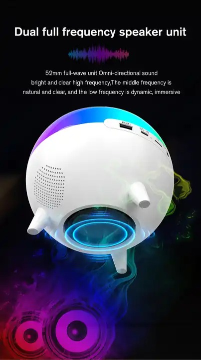 گجت چراغ خواب، اسپیکر و شارژر بیسیم رقص نور دار مدل HM-2310