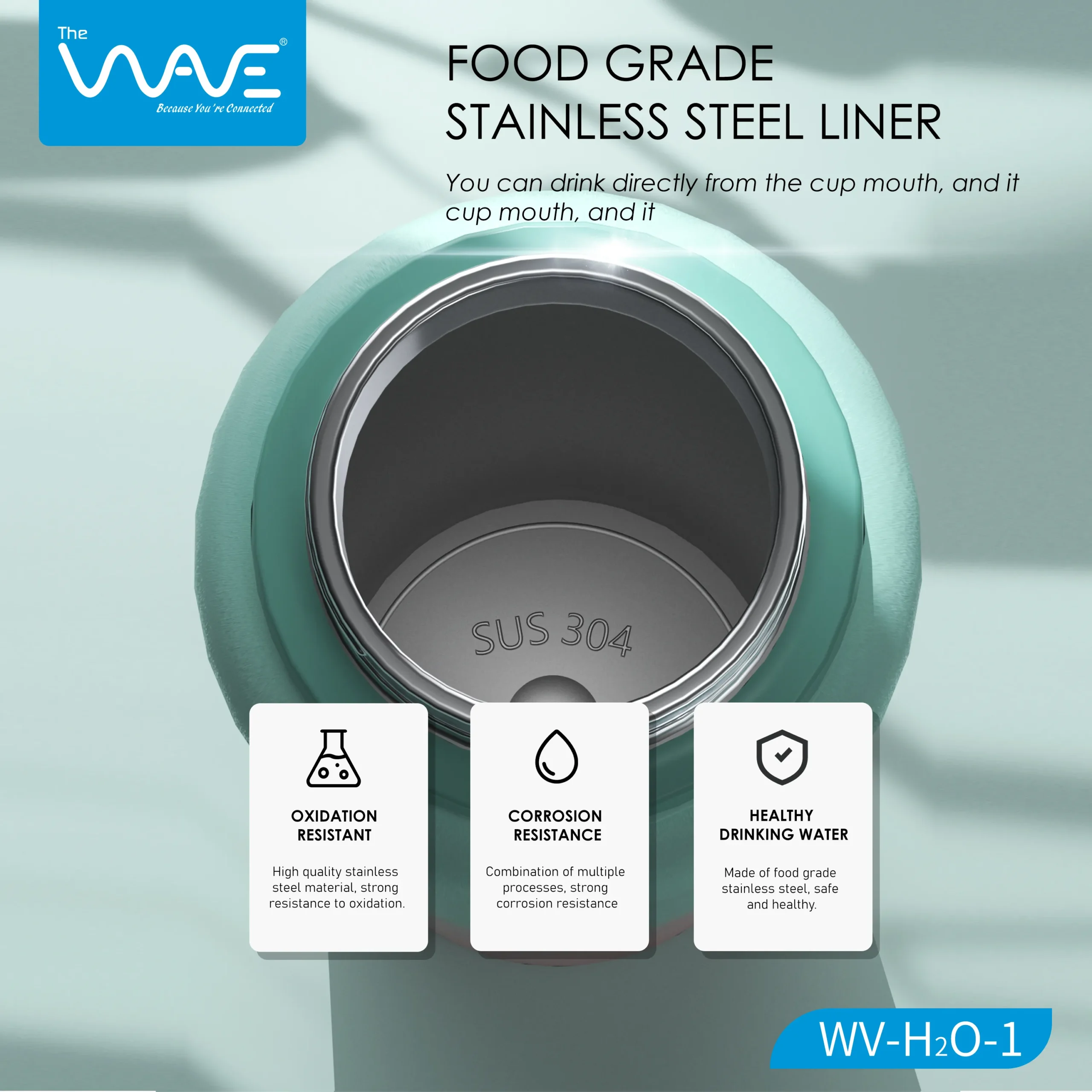 قمقمه استیل برند Wave مدل H2O-1