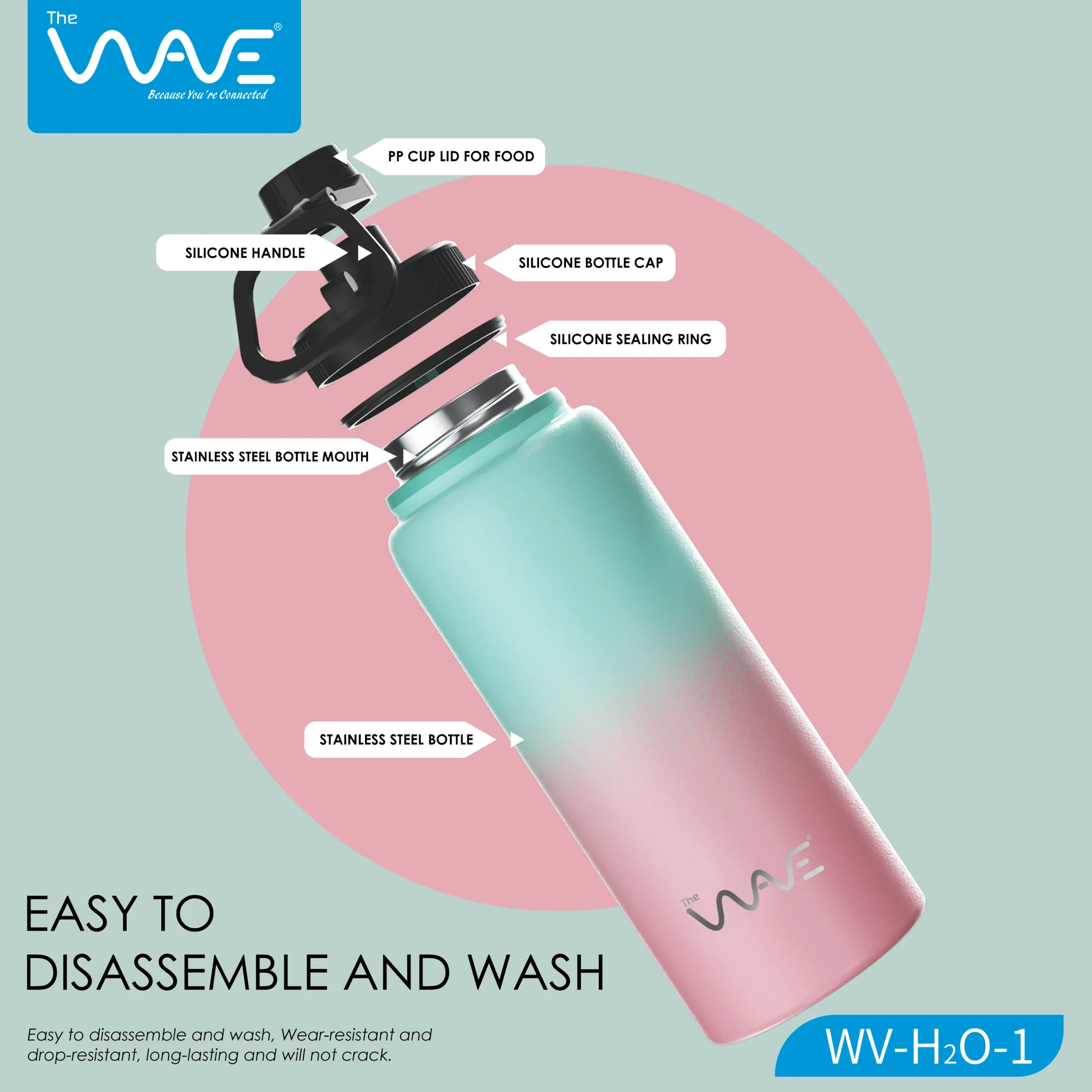 قمقمه استیل برند Wave مدل H2O-1